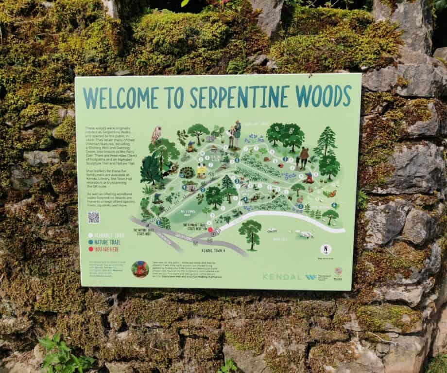 Serpentine Woods Alphabet Trail sign